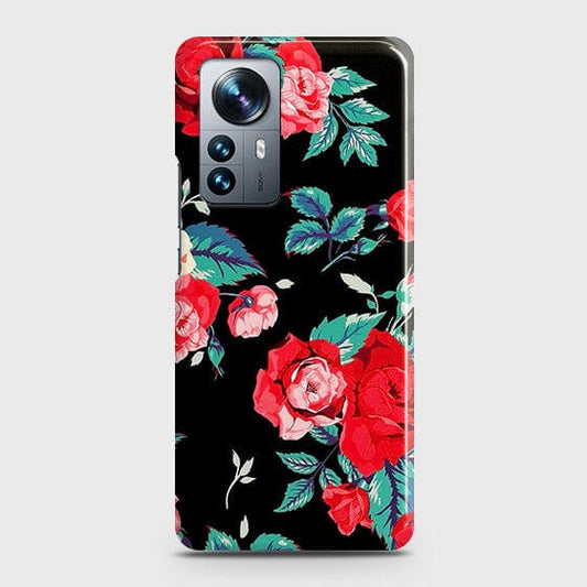 Xiaomi 12X Cover - Luxury Vintage Red Flowers Printed Hard Case with Life Time Colors Guarantee