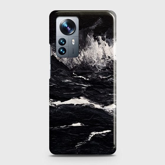 Xiaomi 12X Cover - Black Ocean Marble Trendy Printed Hard Case with Life Time Colors Guarantee