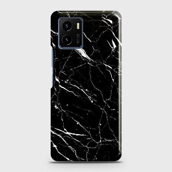 Vivo Y15s Cover - Trendy Black Marble Printed Hard Case with Life Time Colors Guarantee