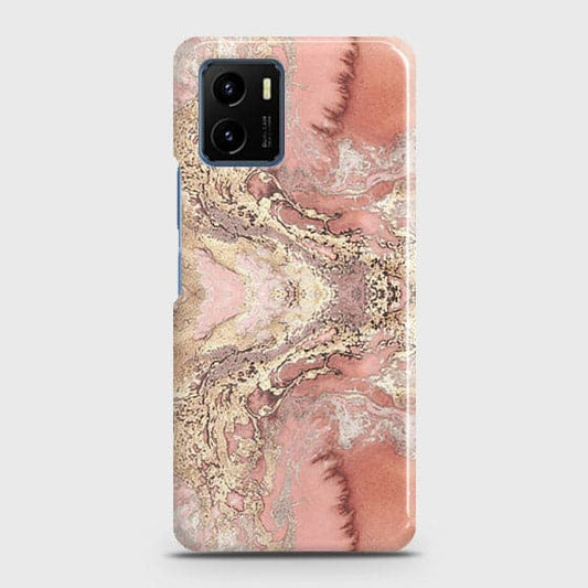 Vivo Y15s Cover - Trendy Chic Rose Gold Marble Printed Hard Case with Life Time Colors Guarante