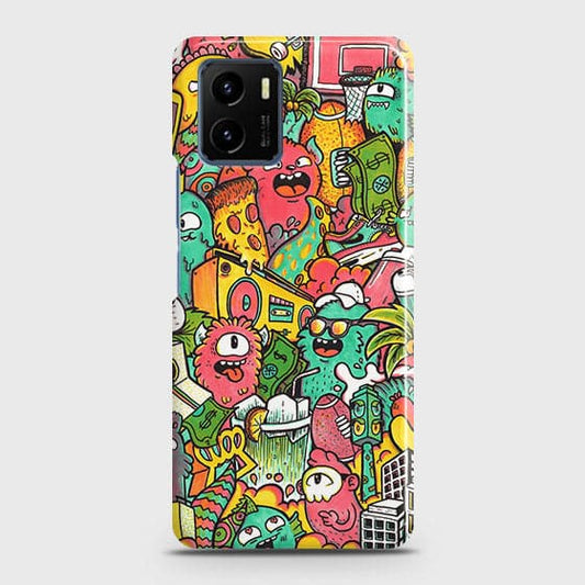 Vivo Y15s Cover - Matte Finish - Candy Colors Trendy Sticker collage Printed Hard Case with Life Time Colors Guarantee