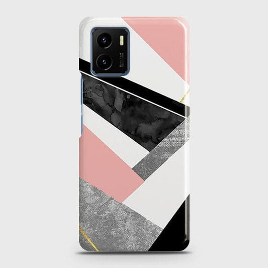 Vivo Y15s Cover - Matte Finish - Geometric Luxe Marble Trendy Printed Hard Case with Life Time Colors Guarantee