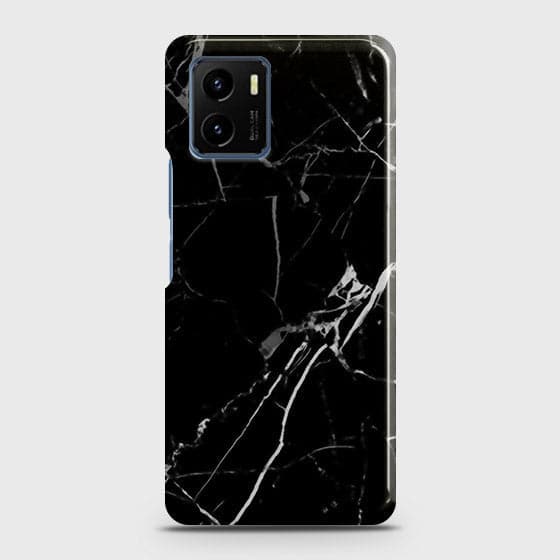 Vivo Y15s Cover - Black Modern Classic Marble Printed Hard Case with Life Time Colors Guarantee