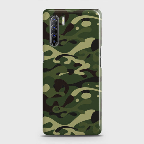 Oppo Reno 3 Cover - Camo Series - Forest Green Design - Matte Finish - Snap On Hard Case with LifeTime Colors Guarantee