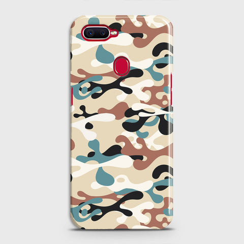 Oppo A7 Cover - Camo Series - Black & Brown Design - Matte Finish - Snap On Hard Case with LifeTime Colors Guarantee