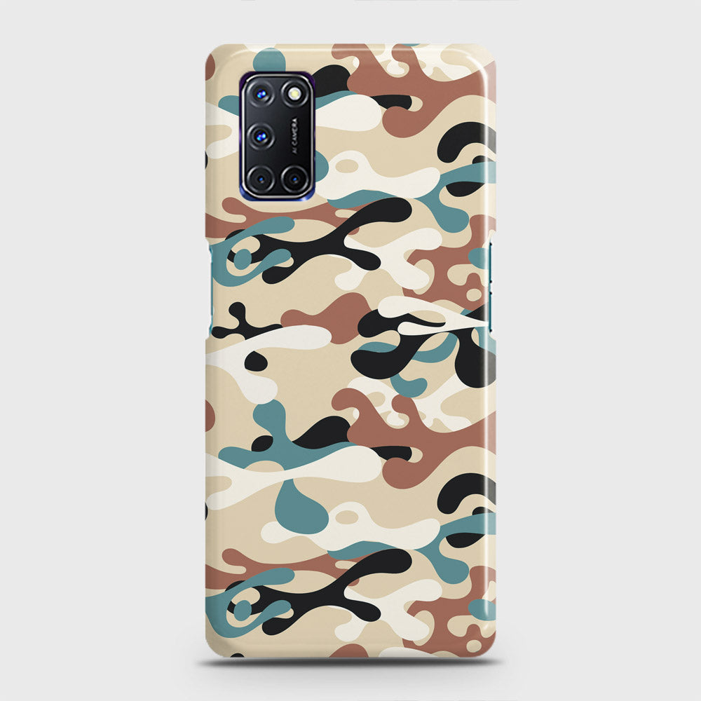 Oppo A52 Cover - Camo Series - Black & Brown Design - Matte Finish - Snap On Hard Case with LifeTime Colors Guarantee