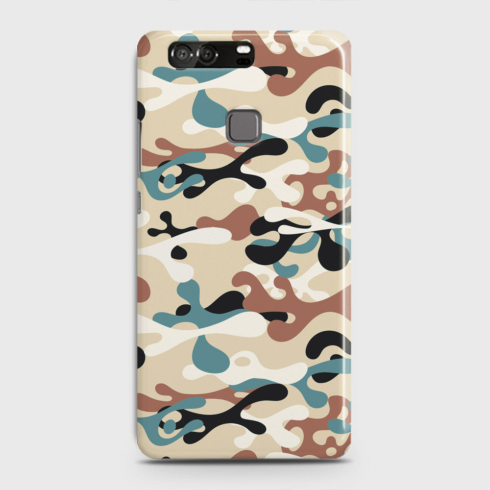 Huawei P9 Cover - Camo Series - Black & Brown Design - Matte Finish - Snap On Hard Case with LifeTime Colors Guarantee