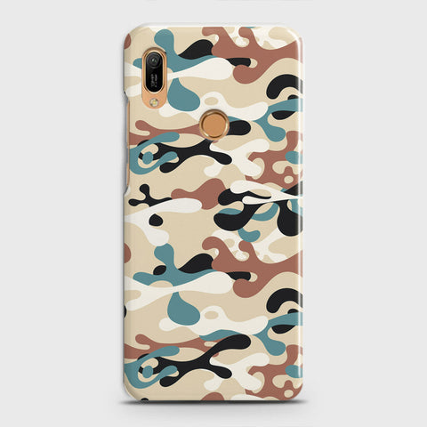 Huawei Y6 2019 Cover - Camo Series - Black & Brown Design - Matte Finish - Snap On Hard Case with LifeTime Colors Guarantee