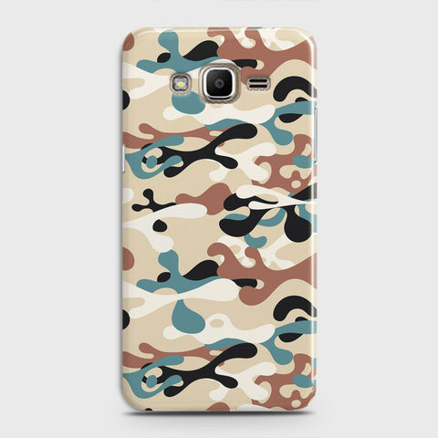 Samsung Galaxy J7 2015 Cover - Camo Series - Black & Brown Design - Matte Finish - Snap On Hard Case with LifeTime Colors Guarantee