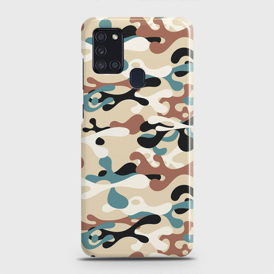 Samsung Galaxy A21s Cover - Camo Series - Black & Brown Design - Matte Finish - Snap On Hard Case with LifeTime Colors Guarantee