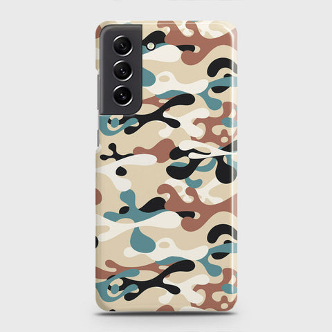 Samsung Galaxy S21 FE 5G Cover - Camo Series - Black & Brown Design - Matte Finish - Snap On Hard Case with LifeTime Colors Guarantee