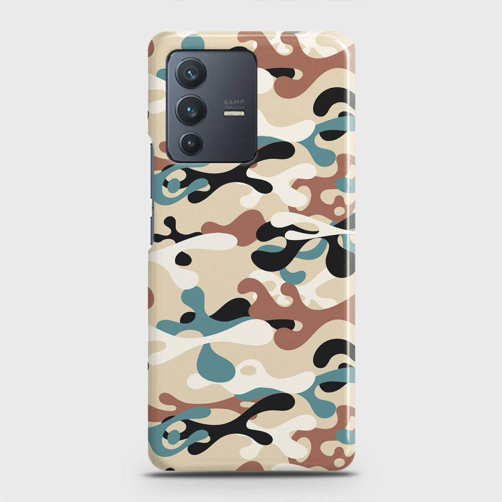 Vivo V23 5G Cover - Camo Series - Black & Brown Design - Matte Finish - Snap On Hard Case with LifeTime Colors Guarantee