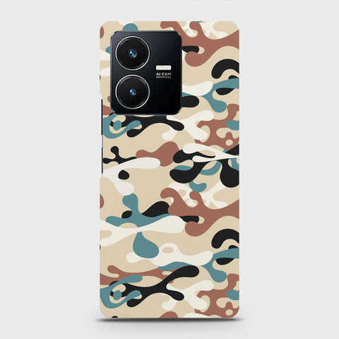 Vivo Y22 Cover - Camo Series - Black & Brown Design - Matte Finish - Snap On Hard Case with LifeTime Colors Guarantee