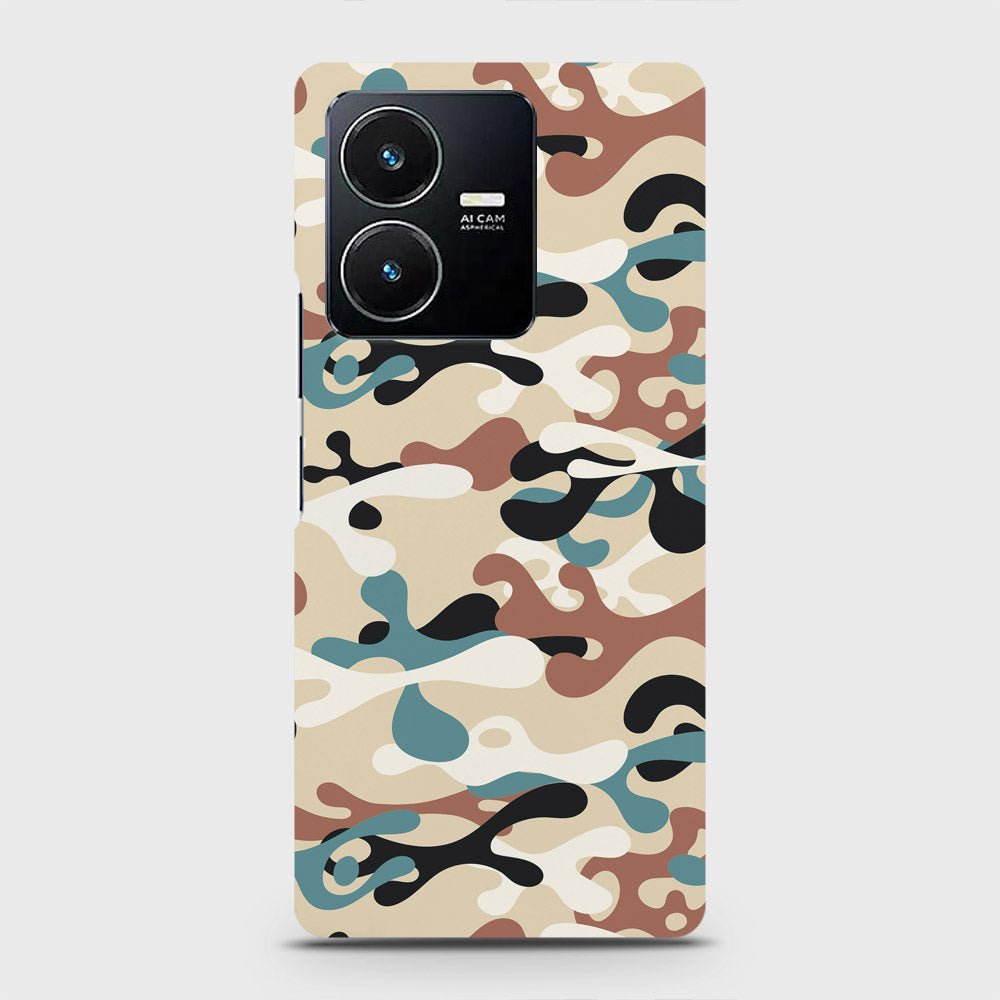 Vivo Y22s Cover - Camo Series - Black & Brown Design - Matte Finish - Snap On Hard Case with LifeTime Colors Guarantee