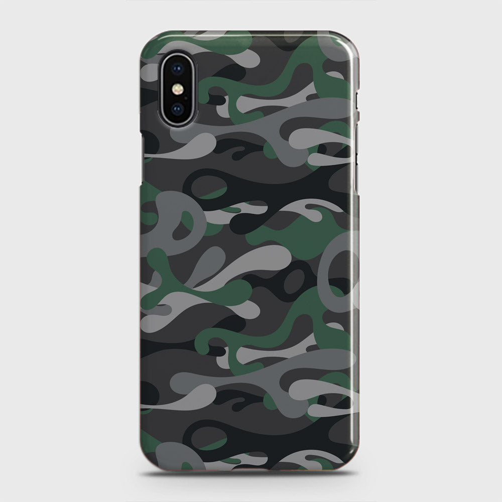 iPhone XS Cover - Camo Series - Green & Grey Design - Matte Finish - Snap On Hard Case with LifeTime Colors Guarantee