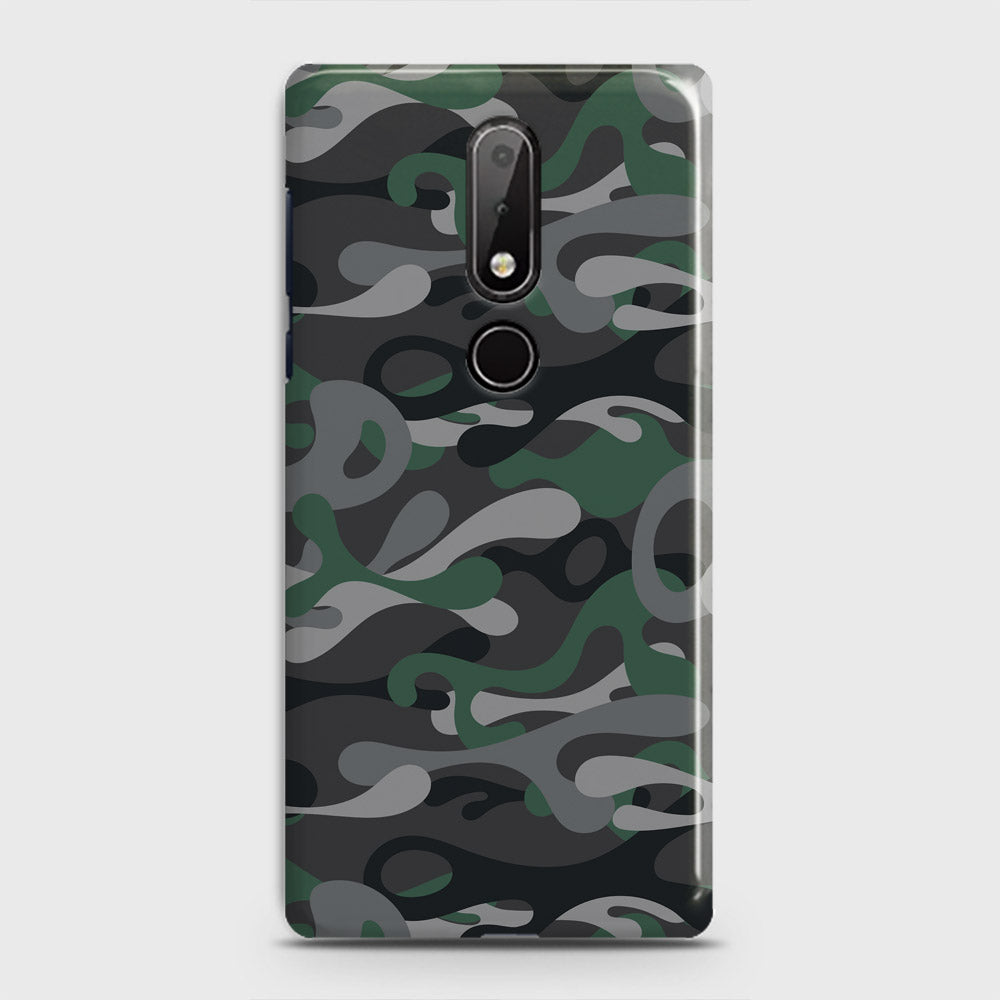 Nokia 6.1 Plus Cover - Camo Series - Green & Grey Design - Matte Finish - Snap On Hard Case with LifeTime Colors Guarantee