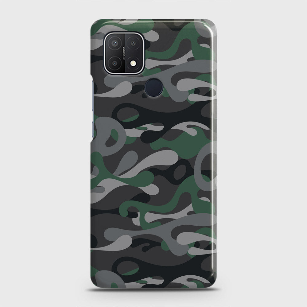 Oppo A15s Cover - Camo Series - Green & Grey Design - Matte Finish - Snap On Hard Case with LifeTime Colors Guarantee