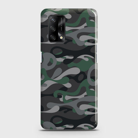 Oppo F19 Cover - Camo Series - Green & Grey Design - Matte Finish - Snap On Hard Case with LifeTime Colors Guarantee