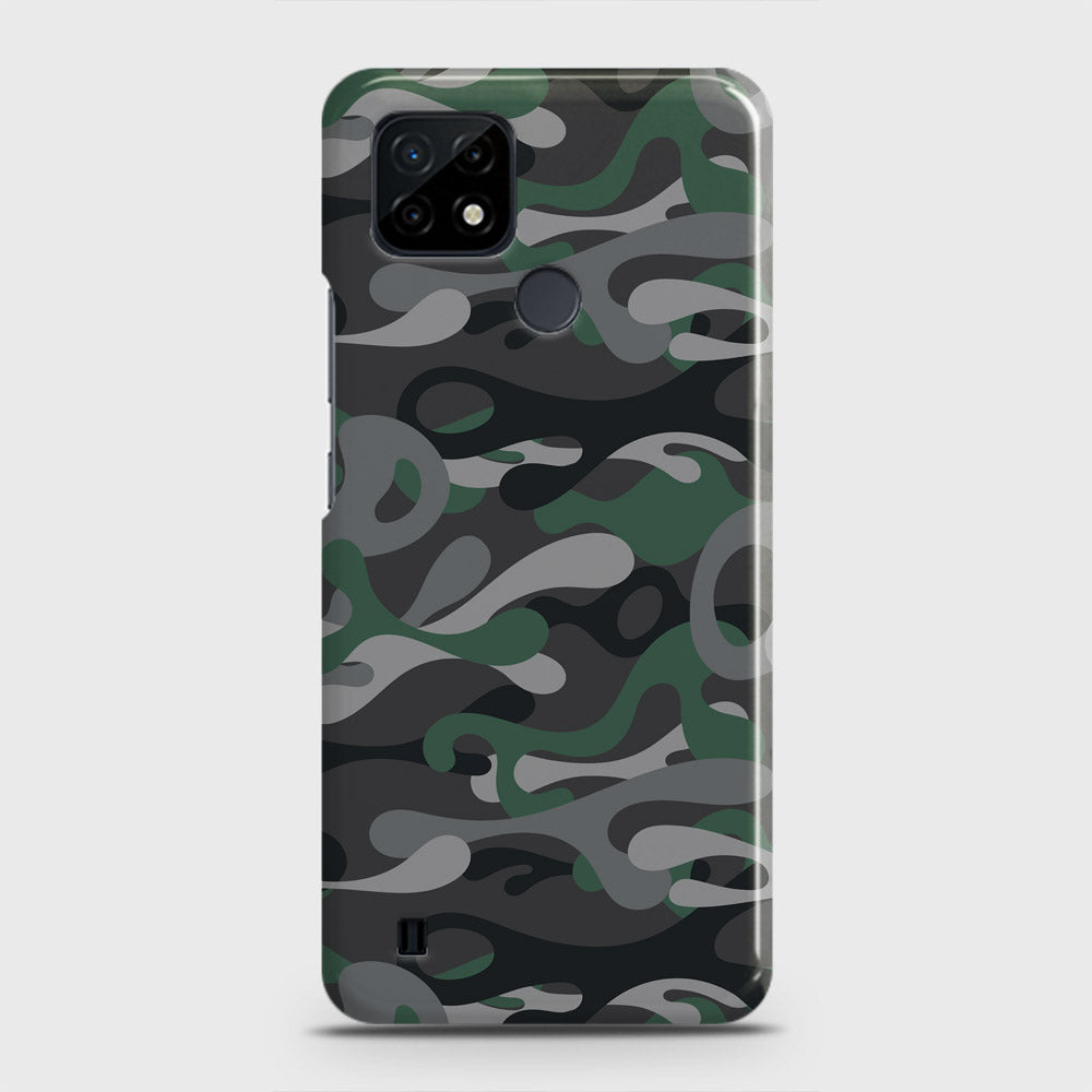 Realme C21 Cover - Camo Series - Green & Grey Design - Matte Finish - Snap On Hard Case with LifeTime Colors Guarantee