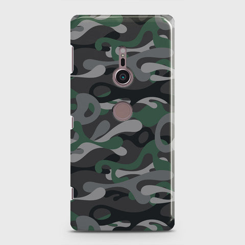 Sony Xperia XZ3 Cover - Camo Series - Green & Grey Design - Matte Finish - Snap On Hard Case with LifeTime Colors Guarantee