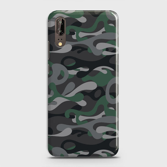 Huawei P20 Cover - Camo Series - Green & Grey Design - Matte Finish - Snap On Hard Case with LifeTime Colors Guarantee