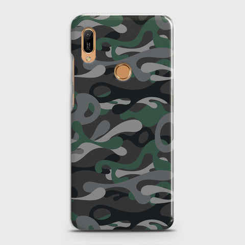 Huawei Y6 2019 Cover - Camo Series - Green & Grey Design - Matte Finish - Snap On Hard Case with LifeTime Colors Guarantee