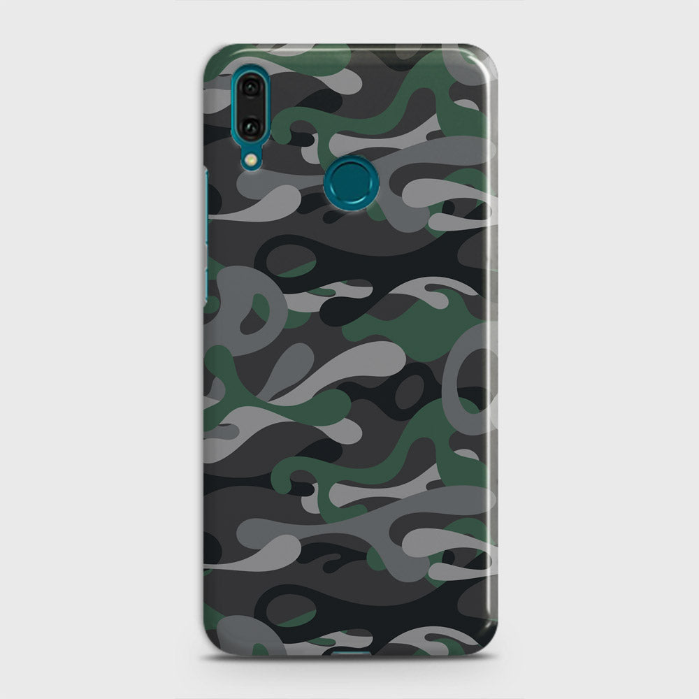 Huawei Y7 Prime 2019 Cover - Camo Series - Green & Grey Design - Matte Finish - Snap On Hard Case with LifeTime Colors Guarantee