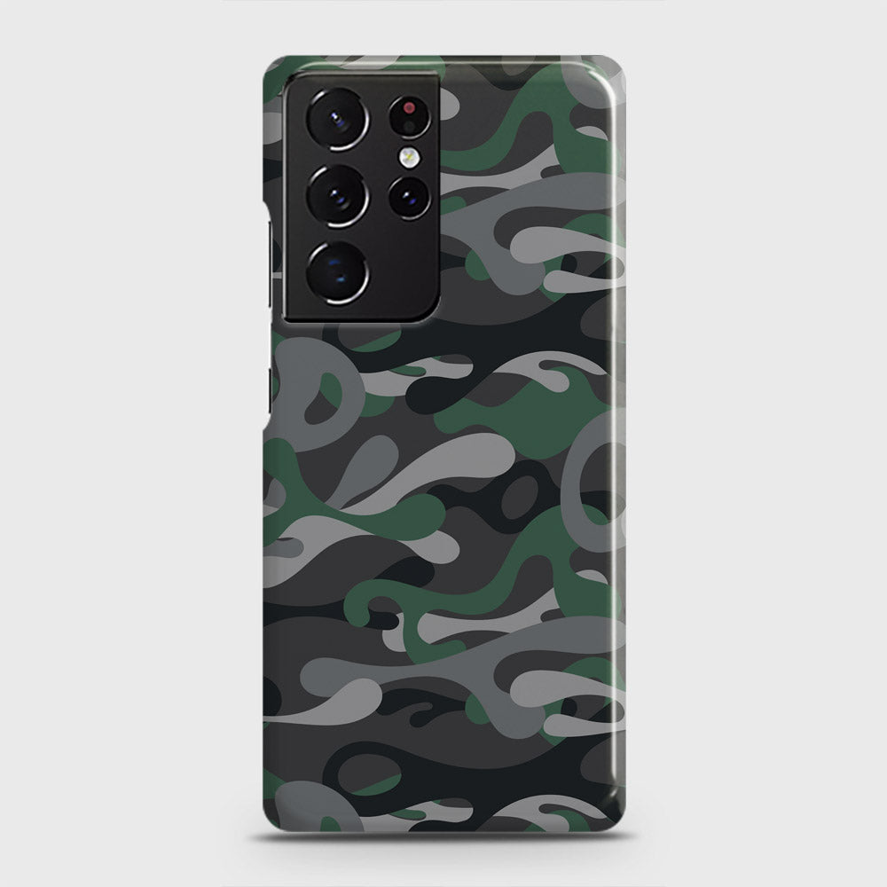 Samsung Galaxy S21 Ultra 5G Cover - Camo Series - Green & Grey Design - Matte Finish - Snap On Hard Case with LifeTime Colors Guarantee