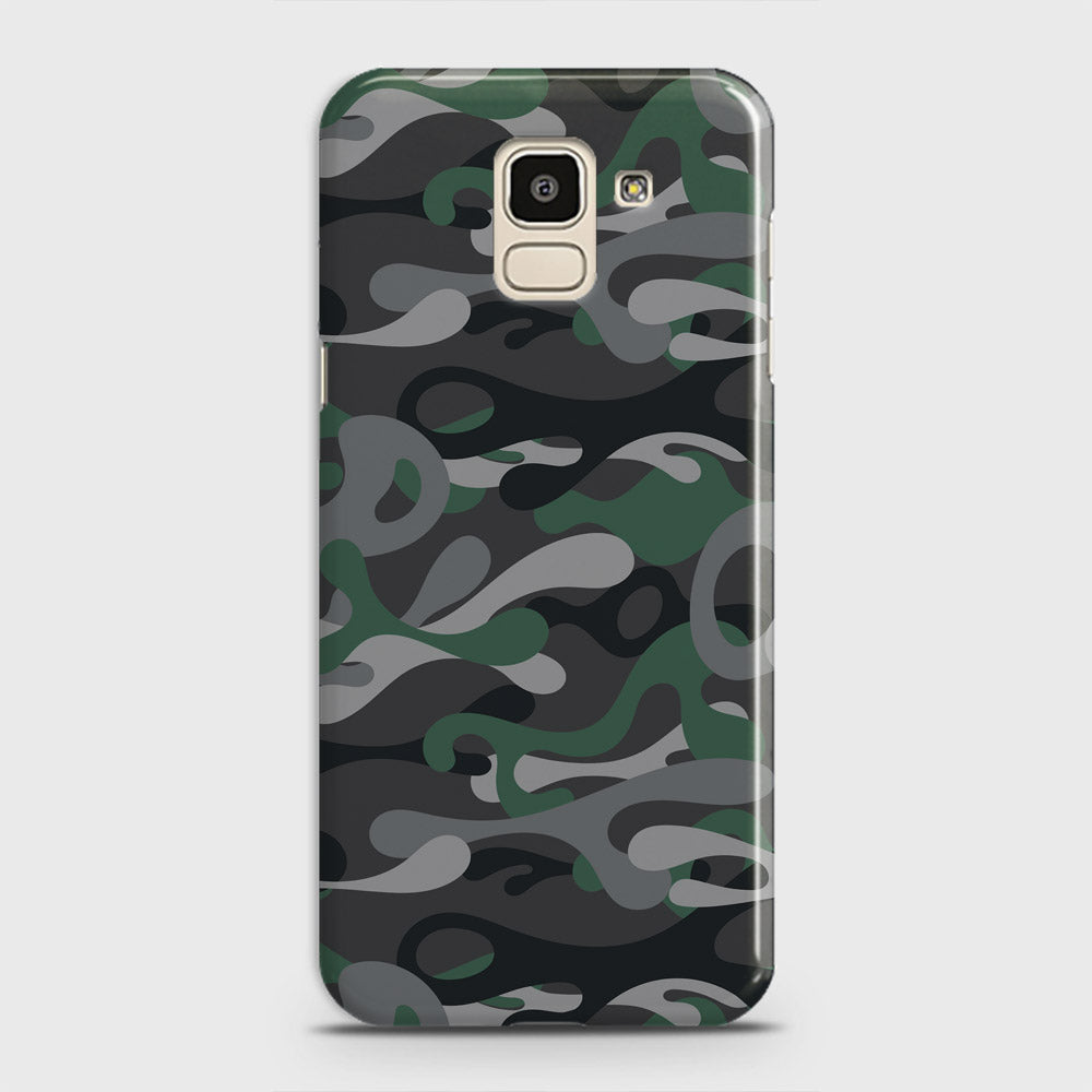 Samsung Galaxy J6 2018 Cover - Camo Series - Green & Grey Design - Matte Finish - Snap On Hard Case with LifeTime Colors Guarantee