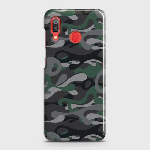 Samsung Galaxy A20 Cover - Camo Series - Green & Grey Design - Matte Finish - Snap On Hard Case with LifeTime Colors Guarantee