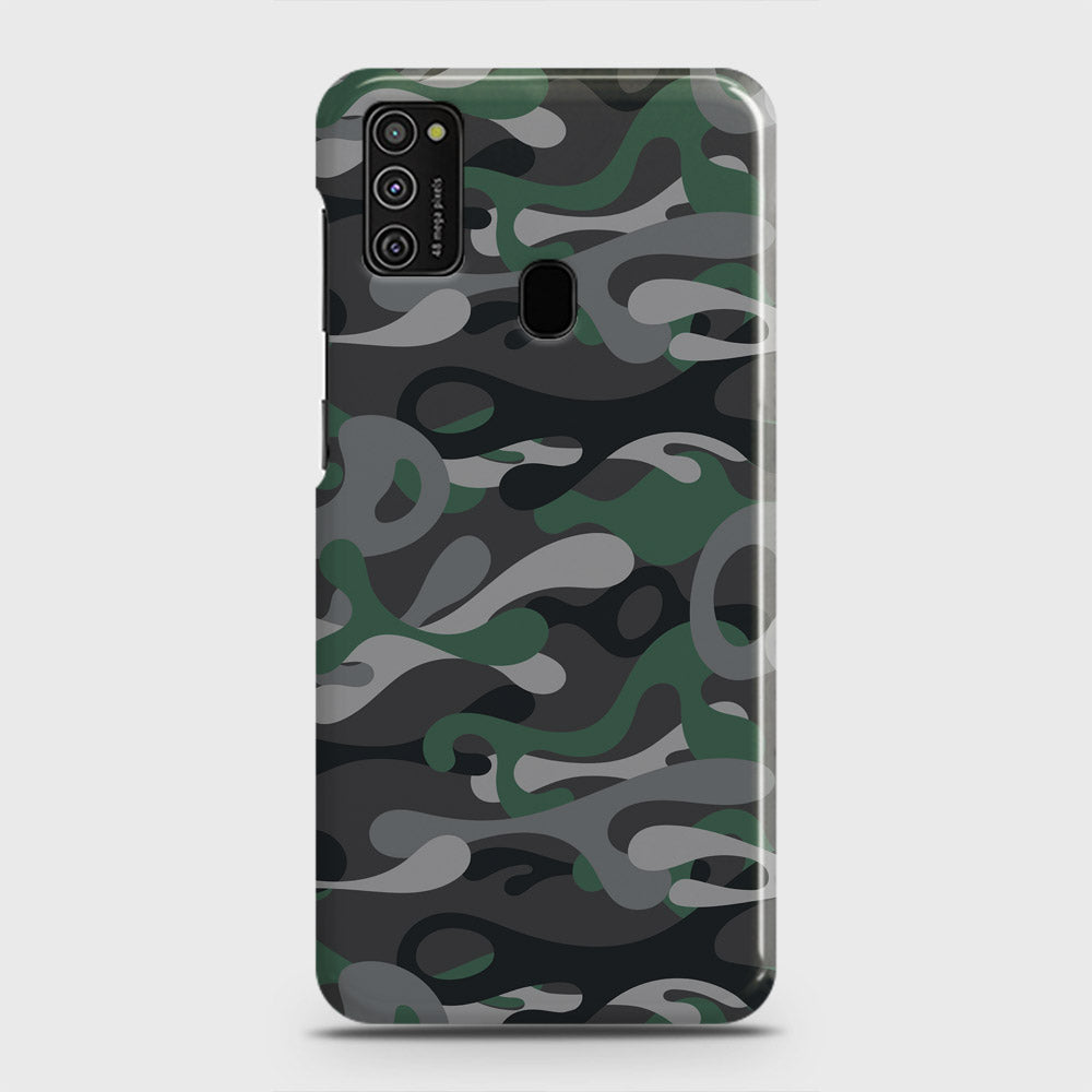 Samsung Galaxy M21 Cover - Camo Series - Green & Grey Design - Matte Finish - Snap On Hard Case with LifeTime Colors Guarantee