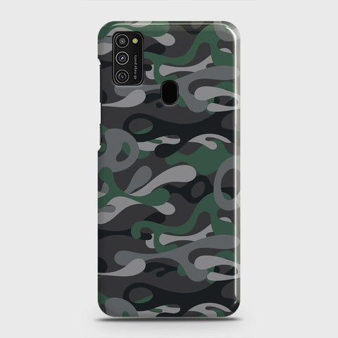 Samsung Galaxy M21 Cover - Camo Series - Green & Grey Design - Matte Finish - Snap On Hard Case with LifeTime Colors Guarantee