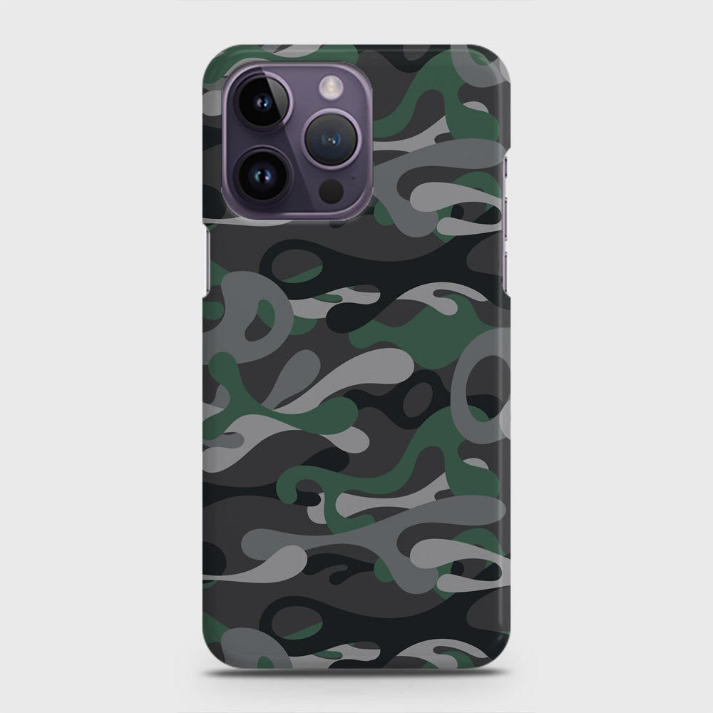 iPhone 14 Pro Cover - Camo Series - Green & Grey Design - Matte Finish - Snap On Hard Case with LifeTime Colors Guarantee