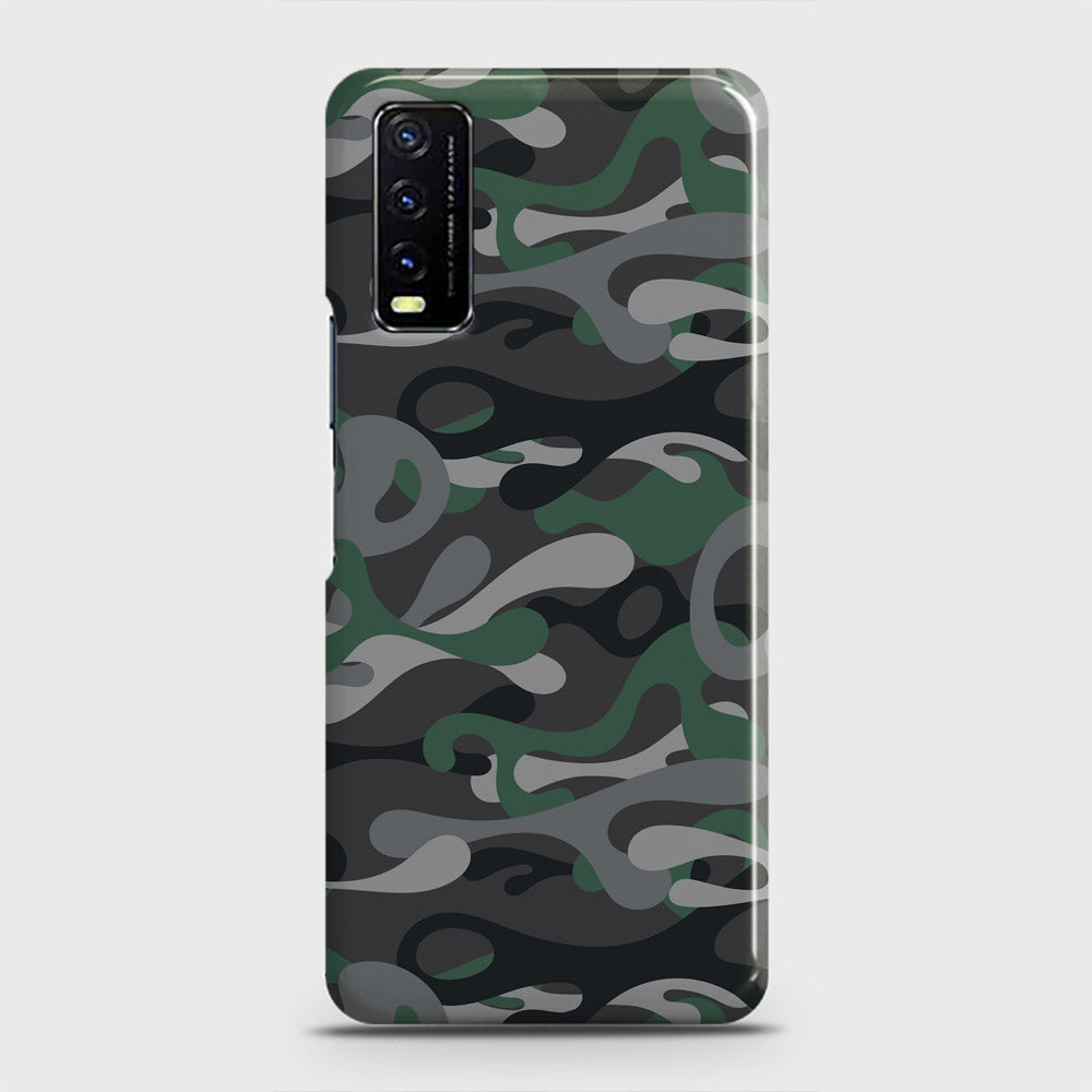 Vivo Y20s  Cover - Camo Series - Green & Grey Design - Matte Finish - Snap On Hard Case with LifeTime Colors Guarantee