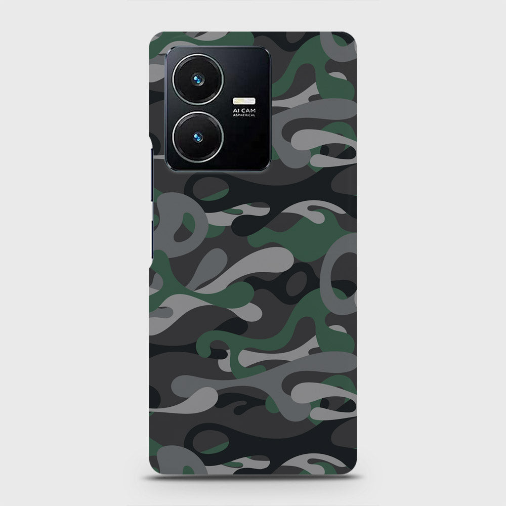 Vivo Y22 Cover - Camo Series - Green & Grey Design - Matte Finish - Snap On Hard Case with LifeTime Colors Guarantee