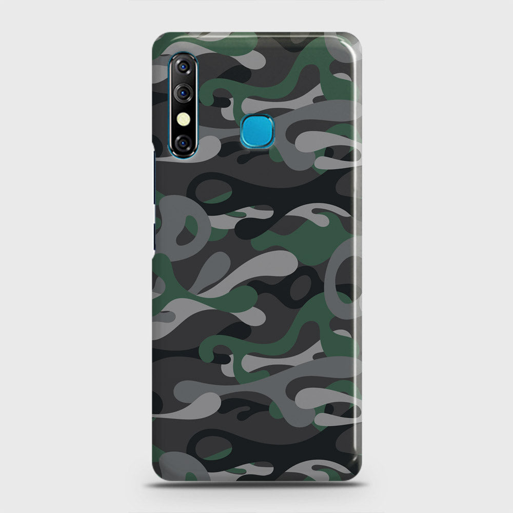 Infinix Hot 8 Cover - Camo Series - Green & Grey Design - Matte Finish - Snap On Hard Case with LifeTime Colors Guarantee