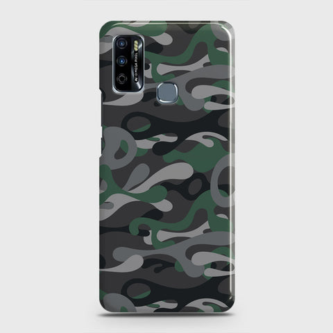 Infinix Hot 9 Play Cover - Camo Series - Green & Grey Design - Matte Finish - Snap On Hard Case with LifeTime Colors Guarantee