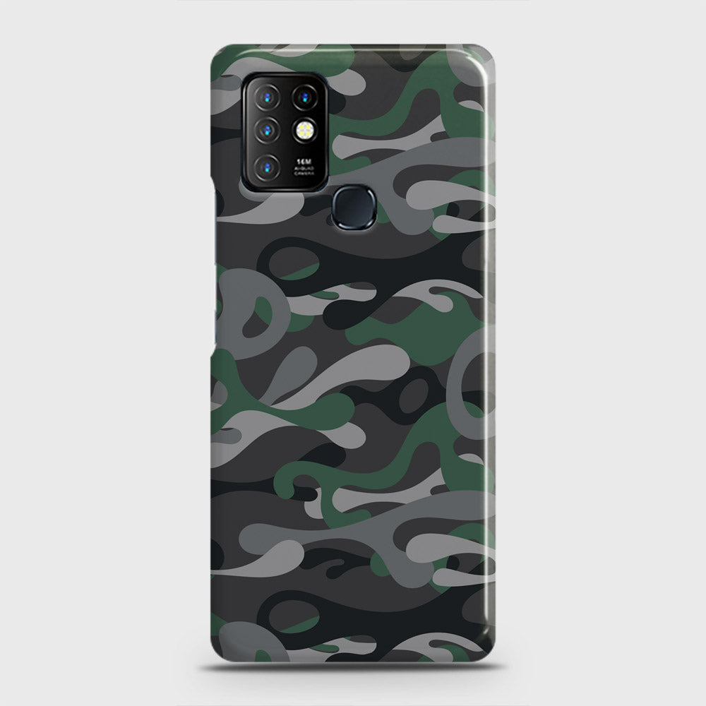 Infinix Hot 10 Cover - Camo Series - Green & Grey Design - Matte Finish - Snap On Hard Case with LifeTime Colors Guarantee