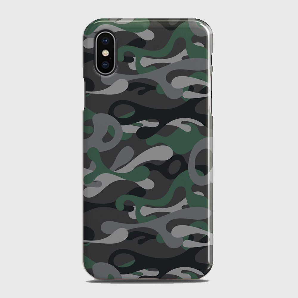 iPhone X Cover - Camo Series - Green & Grey Design - Matte Finish - Snap On Hard Case with LifeTime Colors Guarantee