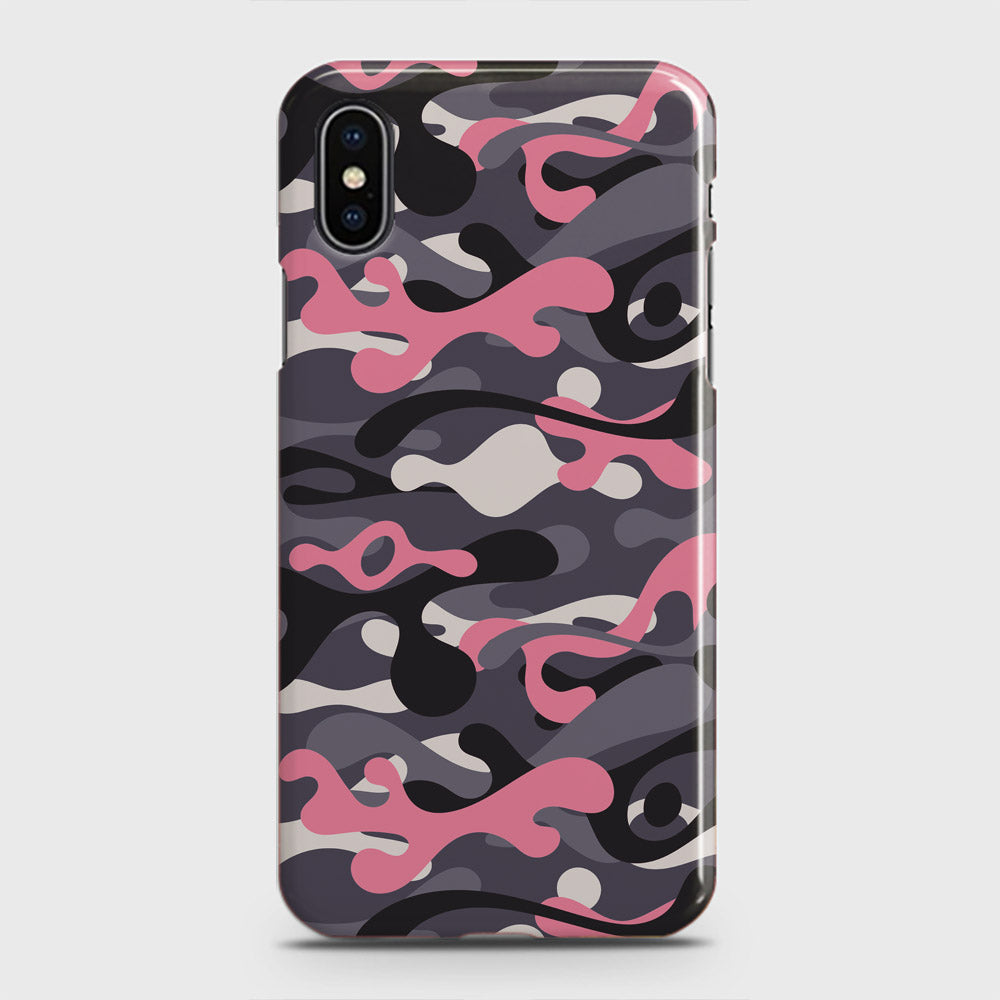 iPhone XS Cover - Camo Series - Pink & Grey - Matte Finish - Snap On Hard Case with LifeTime Colors Guarantee