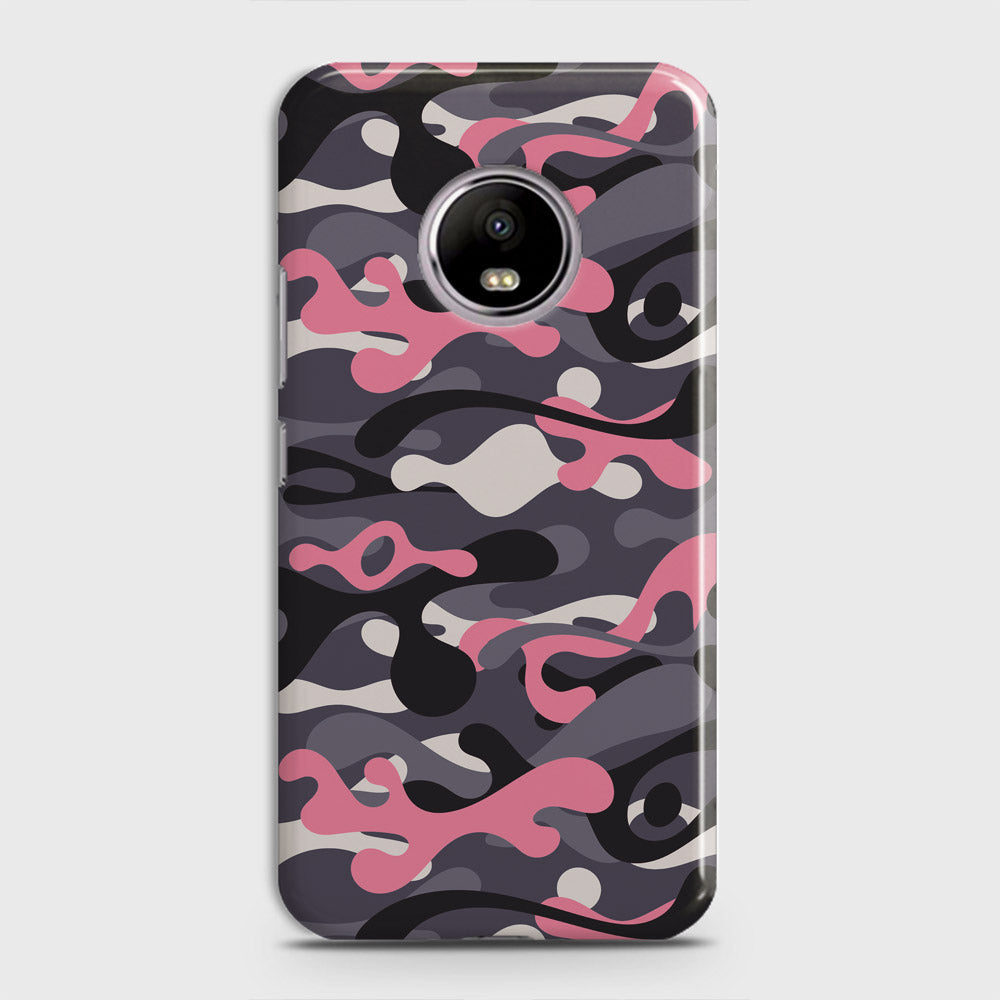 Motorola E4 Plus Cover - Camo Series - Pink & Grey Design - Matte Finish - Snap On Hard Case with LifeTime Colors Guarantee