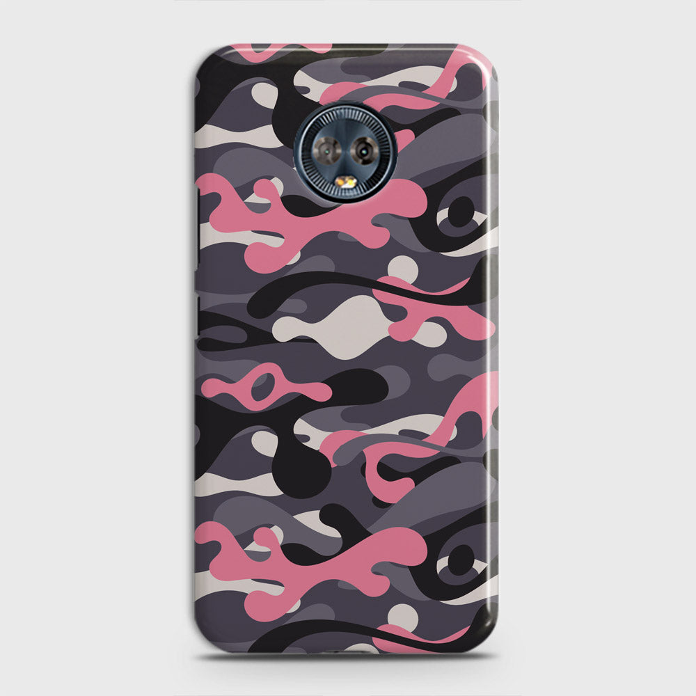 Motorola Moto G6 Plus Cover - Camo Series - Pink & Grey Design - Matte Finish - Snap On Hard Case with LifeTime Colors Guarantee