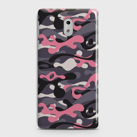 Nokia 3 Cover - Camo Series - Pink & Grey Design - Matte Finish - Snap On Hard Case with LifeTime Colors Guarantee