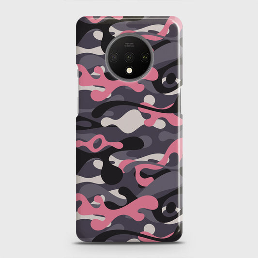 OnePlus 7T Cover - Camo Series - Pink & Grey Design - Matte Finish - Snap On Hard Case with LifeTime Colors Guarantee