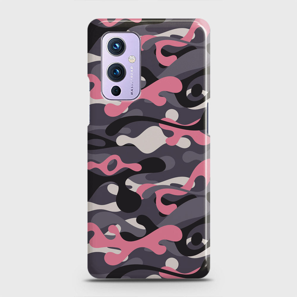 OnePlus 9  Cover - Camo Series - Pink & Grey Design - Matte Finish - Snap On Hard Case with LifeTime Colors Guarantee