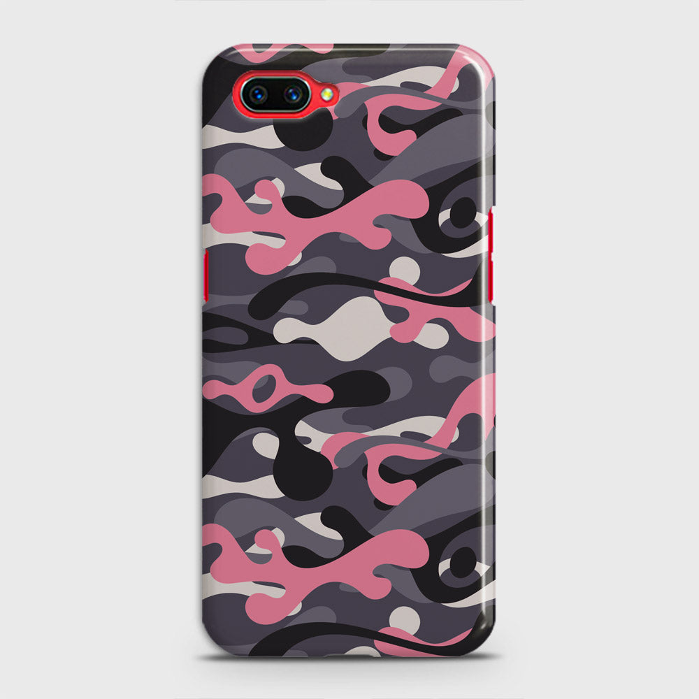 Oppo A3S Cover - Camo Series - Pink & Grey Design - Matte Finish - Snap On Hard Case with LifeTime Colors Guarantee