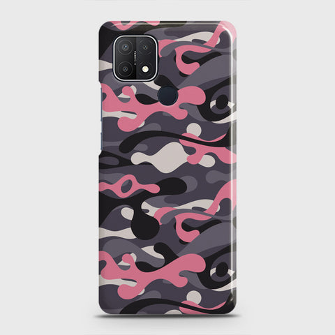 Oppo A15 Cover - Camo Series - Pink & Grey Design - Matte Finish - Snap On Hard Case with LifeTime Colors Guarantee