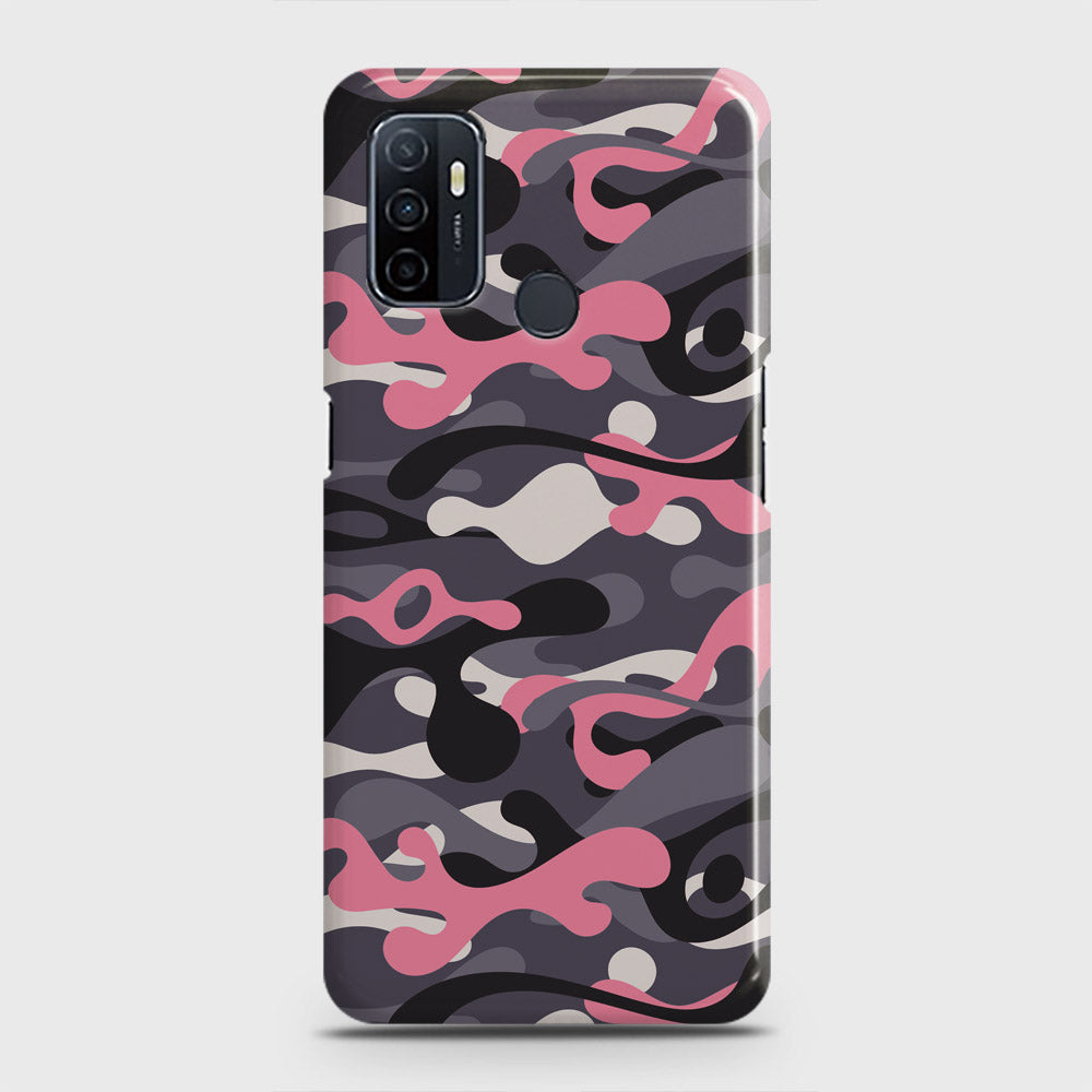 Oppo A53 Cover - Camo Series - Pink & Grey Design - Matte Finish - Snap On Hard Case with LifeTime Colors Guarantee