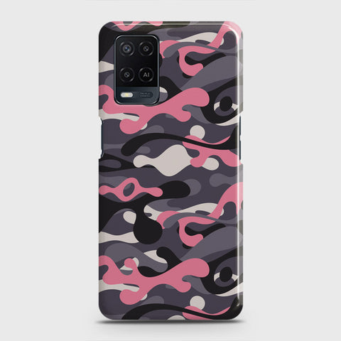 Oppo A54  Cover - Camo Series - Pink & Grey Design - Matte Finish - Snap On Hard Case with LifeTime Colors Guarantee