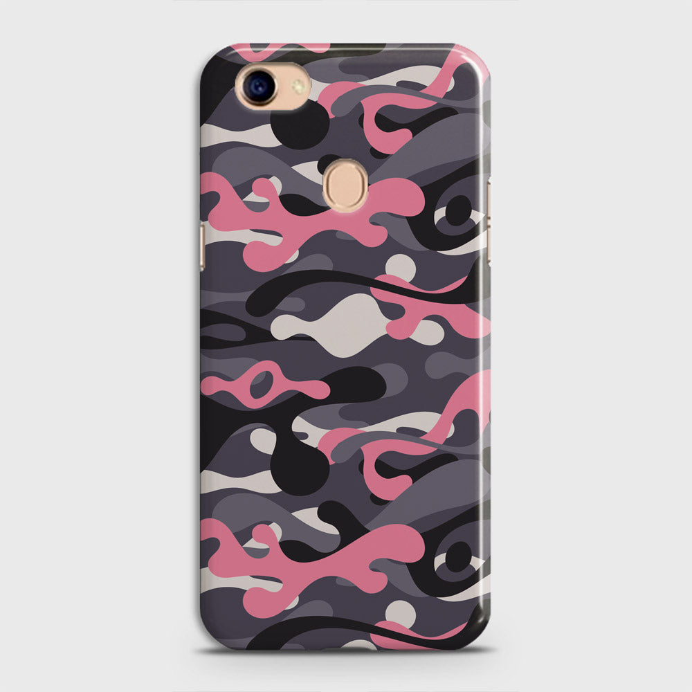 Oppo F7 Cover - Camo Series - Pink & Grey Design - Matte Finish - Snap On Hard Case with LifeTime Colors Guarantee